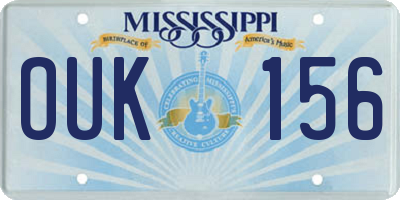 MS license plate OUK156
