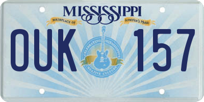 MS license plate OUK157
