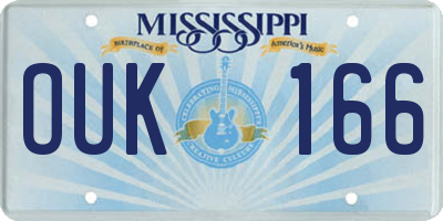 MS license plate OUK166