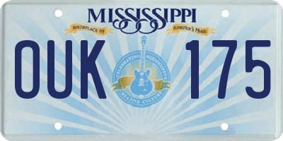 MS license plate OUK175