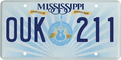 MS license plate OUK211
