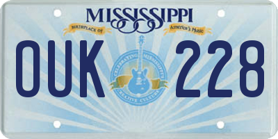 MS license plate OUK228