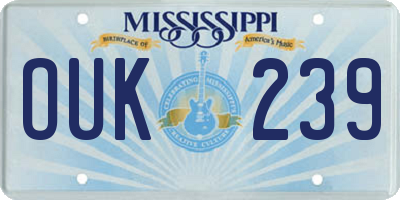 MS license plate OUK239