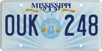 MS license plate OUK248