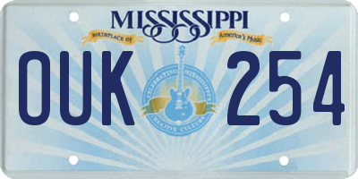 MS license plate OUK254
