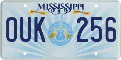 MS license plate OUK256