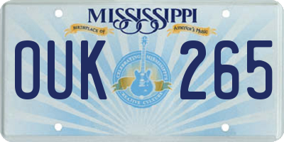 MS license plate OUK265