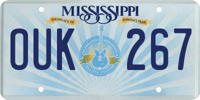 MS license plate OUK267