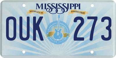 MS license plate OUK273