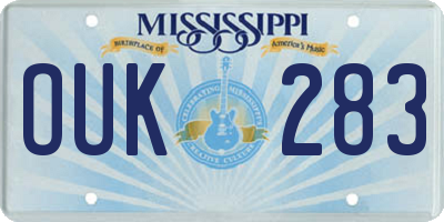 MS license plate OUK283