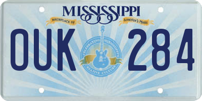 MS license plate OUK284