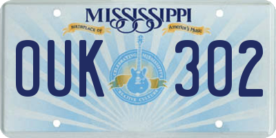 MS license plate OUK302