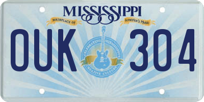 MS license plate OUK304