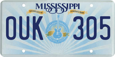 MS license plate OUK305