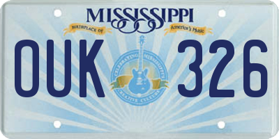 MS license plate OUK326