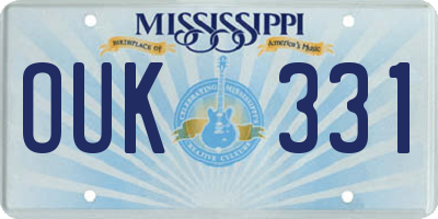 MS license plate OUK331