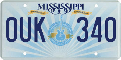 MS license plate OUK340