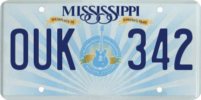 MS license plate OUK342