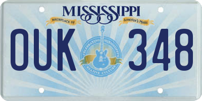 MS license plate OUK348
