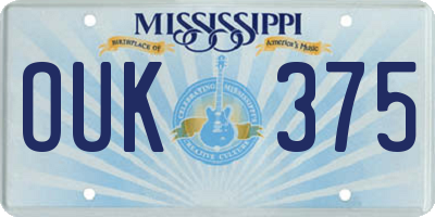 MS license plate OUK375