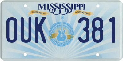 MS license plate OUK381