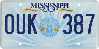 MS license plate OUK387