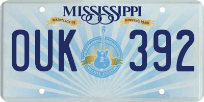 MS license plate OUK392