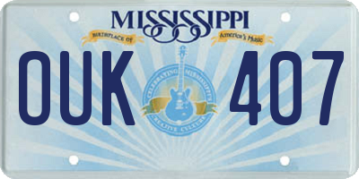 MS license plate OUK407