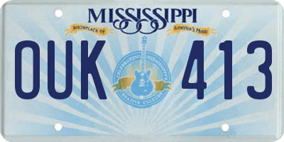MS license plate OUK413