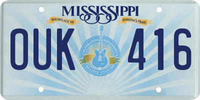MS license plate OUK416