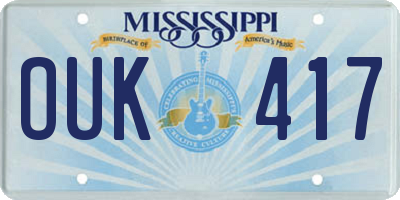 MS license plate OUK417
