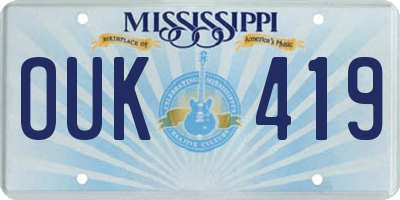 MS license plate OUK419
