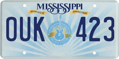 MS license plate OUK423