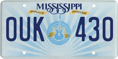 MS license plate OUK430