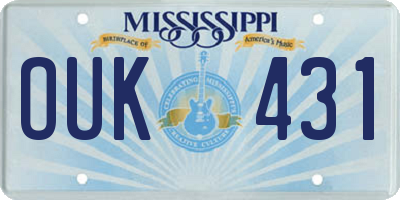 MS license plate OUK431