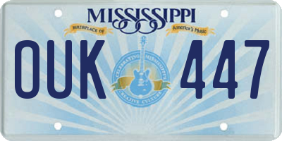 MS license plate OUK447