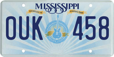 MS license plate OUK458