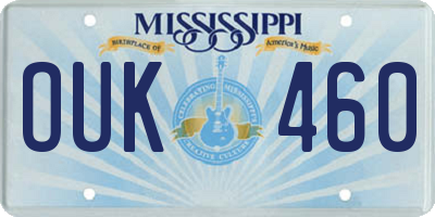 MS license plate OUK460