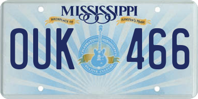 MS license plate OUK466