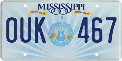 MS license plate OUK467
