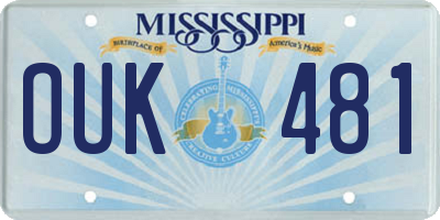 MS license plate OUK481