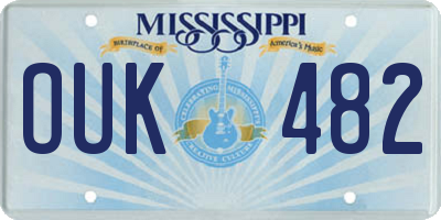 MS license plate OUK482