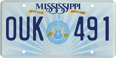 MS license plate OUK491