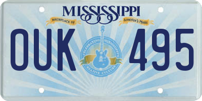 MS license plate OUK495