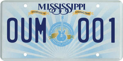 MS license plate OUM001