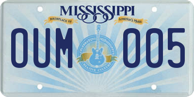 MS license plate OUM005