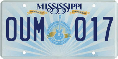 MS license plate OUM017