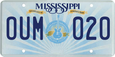 MS license plate OUM020