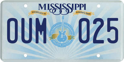 MS license plate OUM025