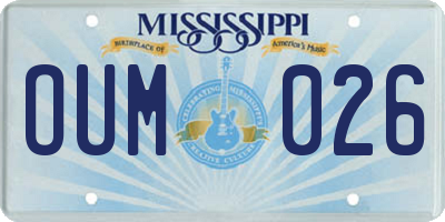 MS license plate OUM026